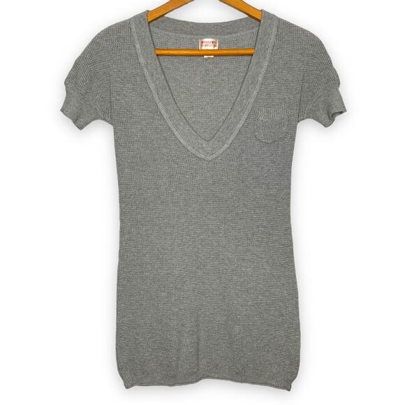 3/$20 VINTAGE Y2K MOSSIMO SUPPLY CO gray waffle knit tunic sweater dress SZ L - Picture 1 of 5